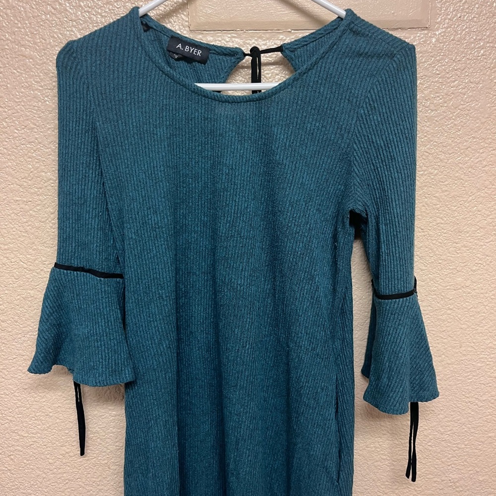 A. Byer Teal Long Sleeve Dress